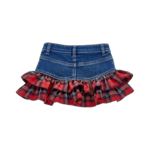 Monnalisa Gale Denim Ruffled Skirt