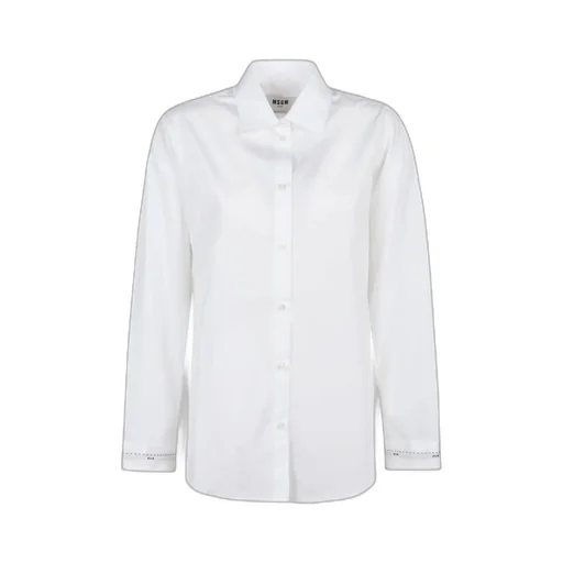 Msgm Logo-Detailed Curved Hem Shirt