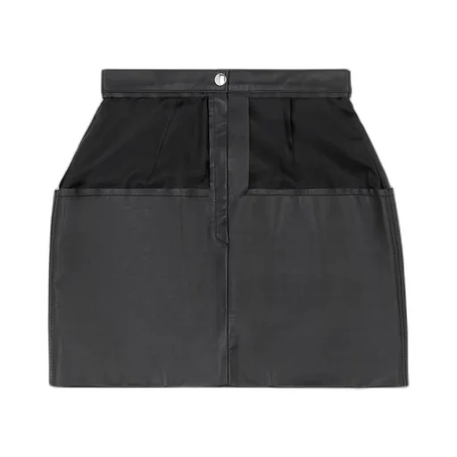 Leather Panelled Mini Straight Skirt