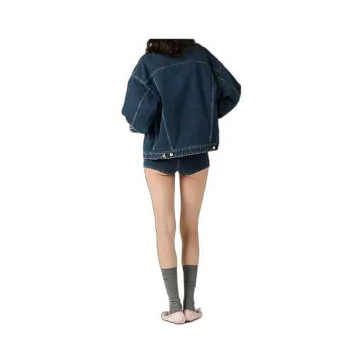 Flocked Denim And Velvet Blouson Jacket