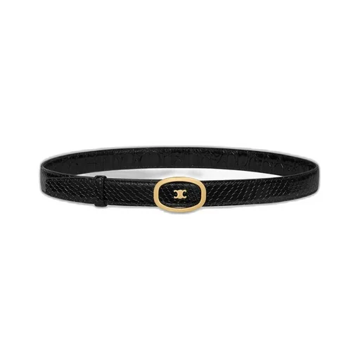 Medium 25Mm Reversible Celine Alix Belt In Python Embossed Calfskin & Crocodile Embossed Calfskin
