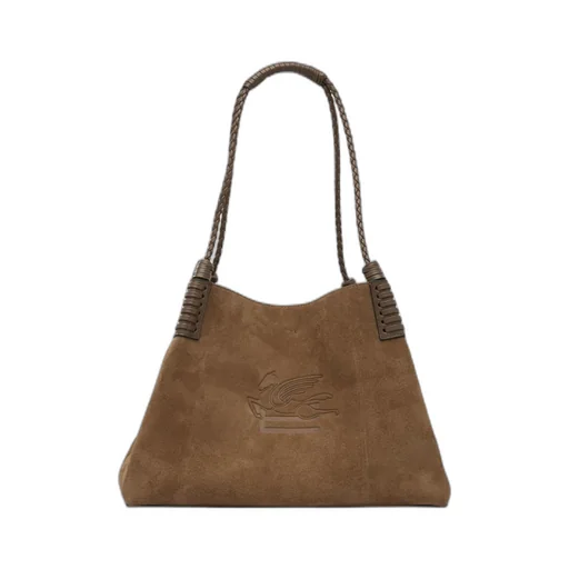 Libra Braided-Handle Suede Tote Bag