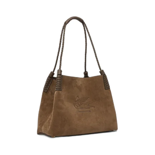 Libra Braided-Handle Suede Tote Bag