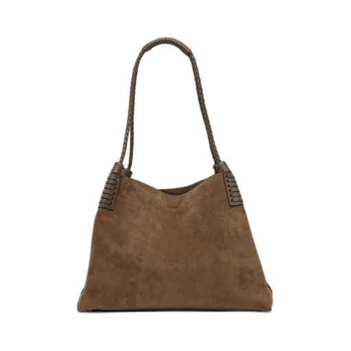Libra Braided-Handle Suede Tote Bag