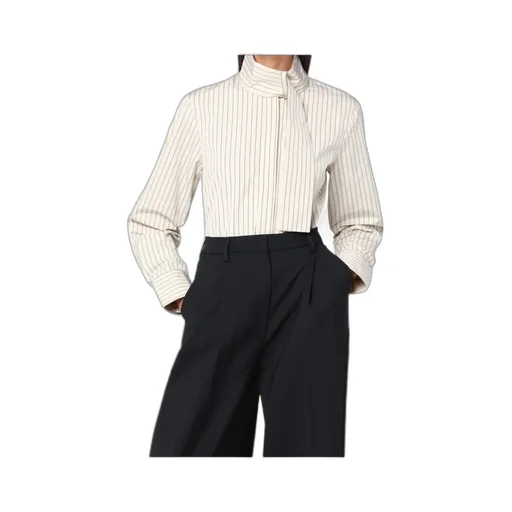 Scarf Collar Striped Shirt