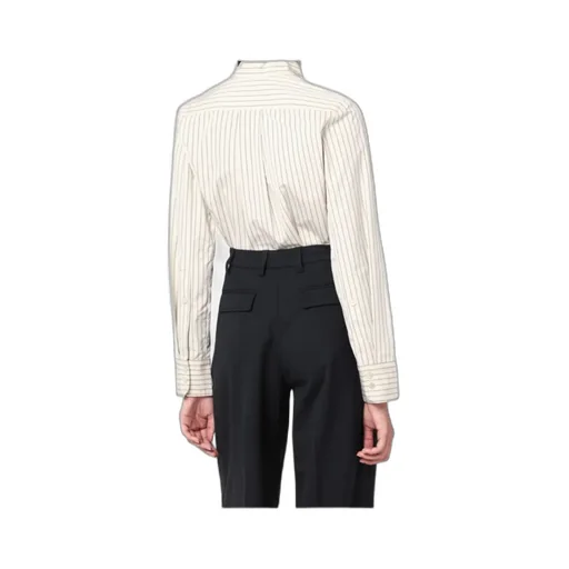 Scarf Collar Striped Shirt