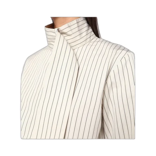 Scarf Collar Striped Shirt