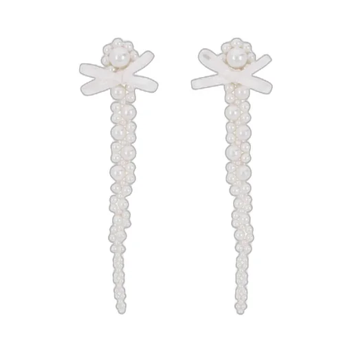 Pearl Bow Drop Earrings