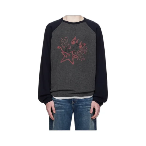 Raglan-Sleeve Graphic-Print Sweater
