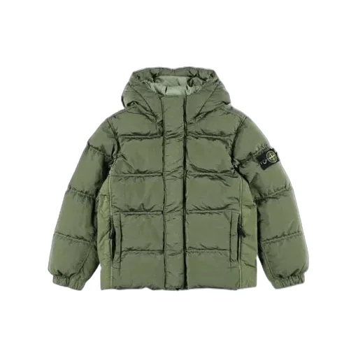 Stone Island Junior Logo Patch Hooded Down Jacket
