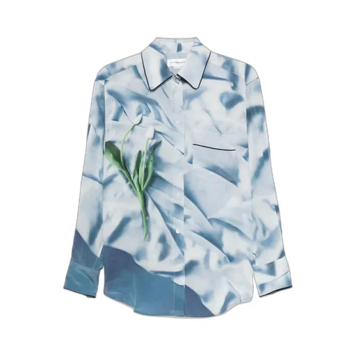 Victoria Beckham Flower Printed Satin Pyjama Shirt