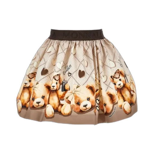 Monnalisa Teddy Bear Gabardine Skirt