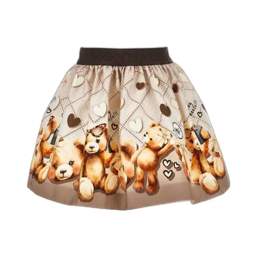 Monnalisa Teddy Bear Gabardine Skirt