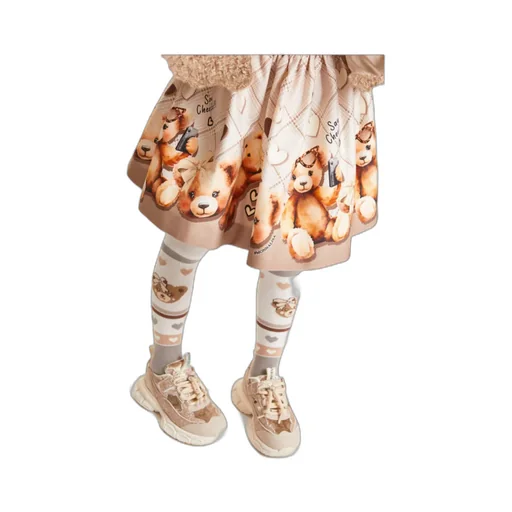Monnalisa Teddy Bear Gabardine Skirt