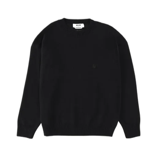 Msgm Logo Patch Crewneck Knitted Jumper