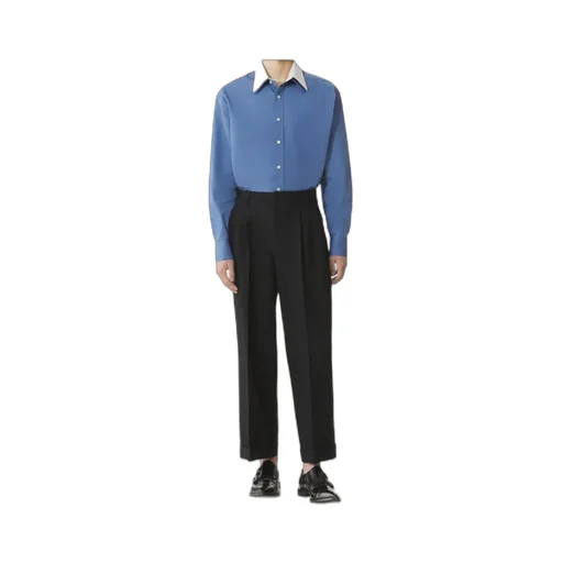 Contrast-Collar Cotton Shirt