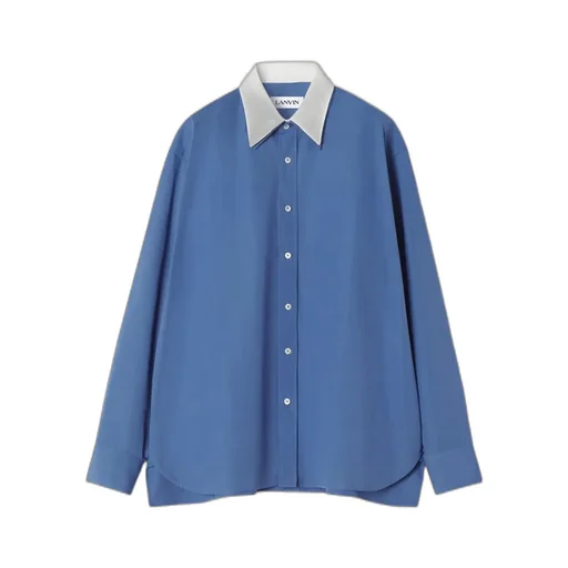 Contrast-Collar Cotton Shirt