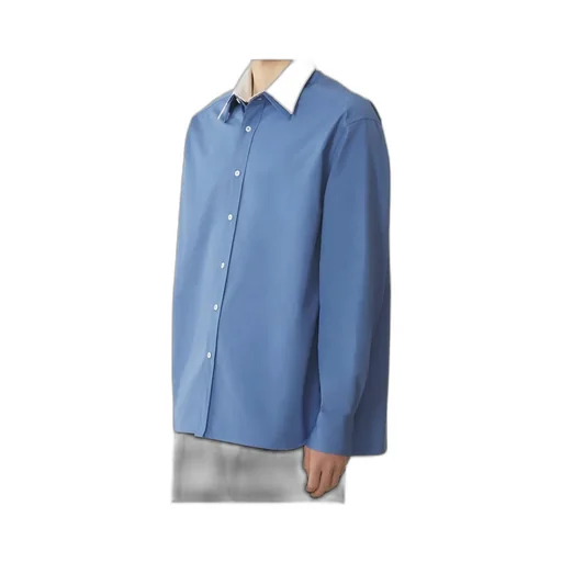 Contrast-Collar Cotton Shirt
