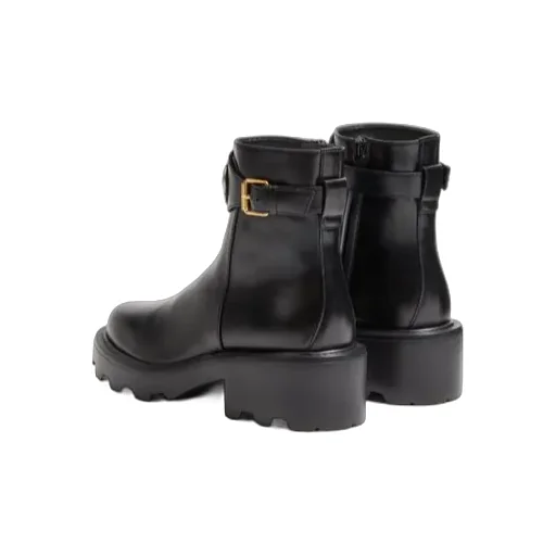 Valentino Logo Plaque Buckle Detailed Ankle Boots
