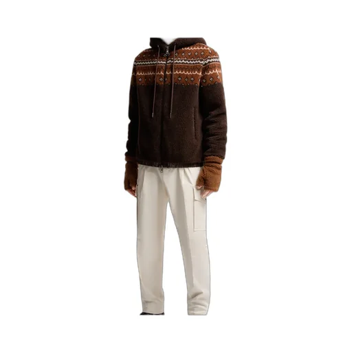 Geometric Jacquard Wool Blend Hoodie