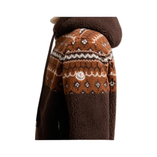 Geometric Jacquard Wool Blend Hoodie