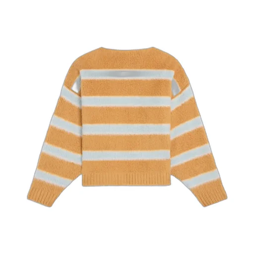 Polo Sweater In Brushed Striped Cotton