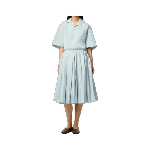 Blue Taffetas Midi Corolla Skirt