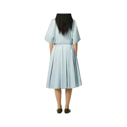 Blue Taffetas Midi Corolla Skirt