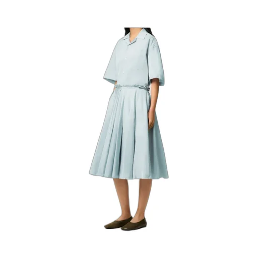 Blue Taffetas Midi Corolla Skirt