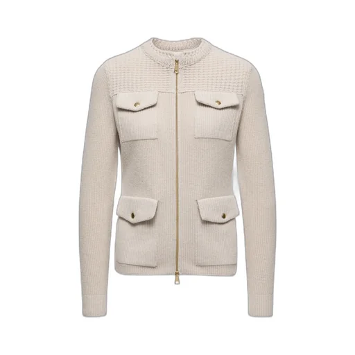 Padded Wool Zip-Up Cardigan