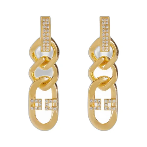 Crystal-Embellished Chain Earrings