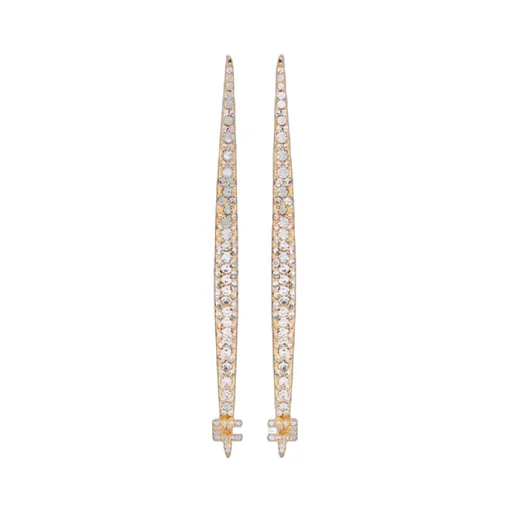Crystal-Embellished Brass Earrings