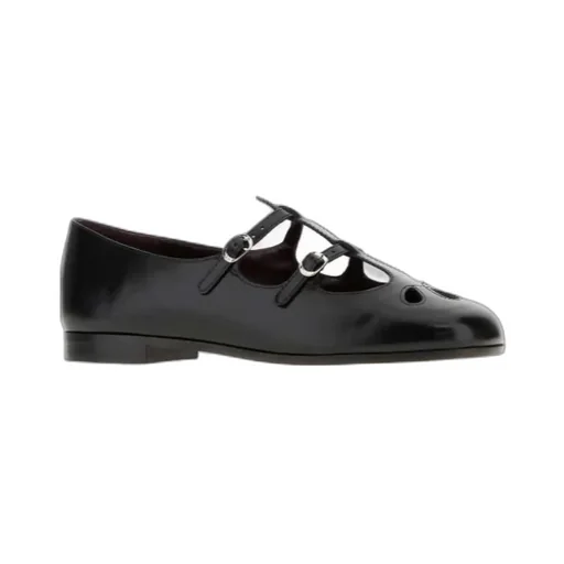 Leather Buckle Flat Pumps