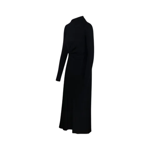 Asymmetric-Neck Gathered Day Dress