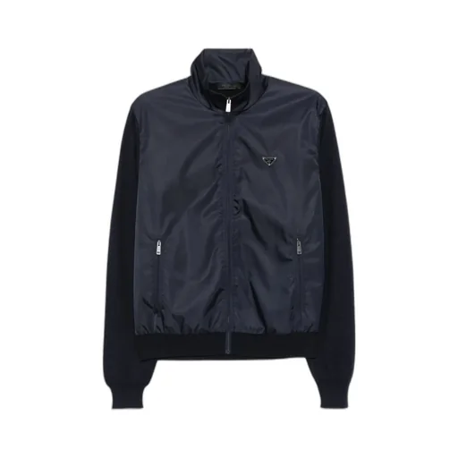 Prada Logo Plaque Zipped Jacket