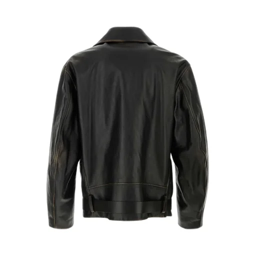 Jil Sander Belted Leather Bomber Jacket