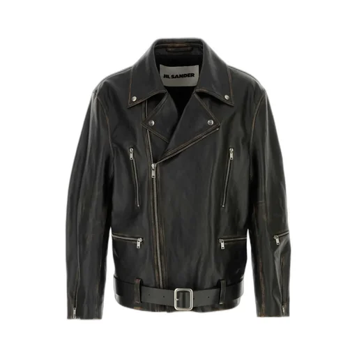 Jil Sander Belted Leather Bomber Jacket