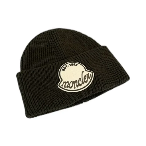 Logo-Patch Ribbed Beanie