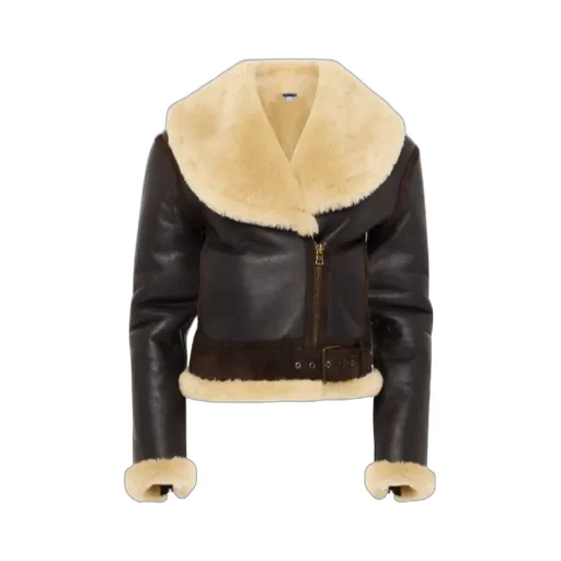 Shearling-Collar Leather Jacket