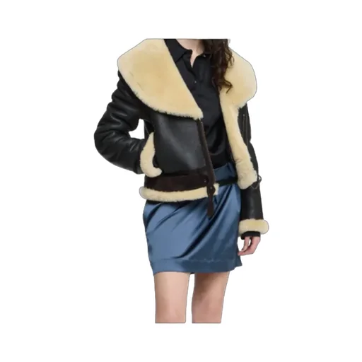 Shearling-Collar Leather Jacket