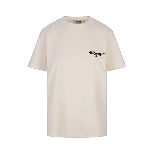 Msgm Logo Detailed Crewneck T-Shirt