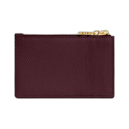 Zipped Card Holder Triomphe Charms In Grained Calfskin
