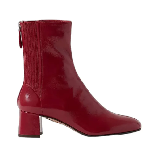 Leather Block-Heel Boots