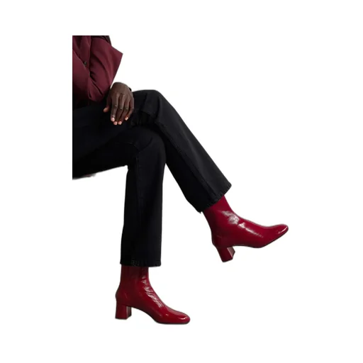 Leather Block-Heel Boots