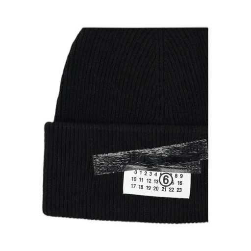 Mm6 Maison Margiela Logo Patch Ribbed Beanie