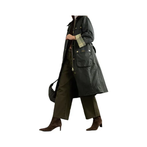 Belted Tartan-Cuff Coat