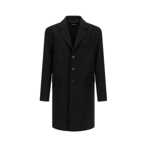 Button-Fastening Wool Coat