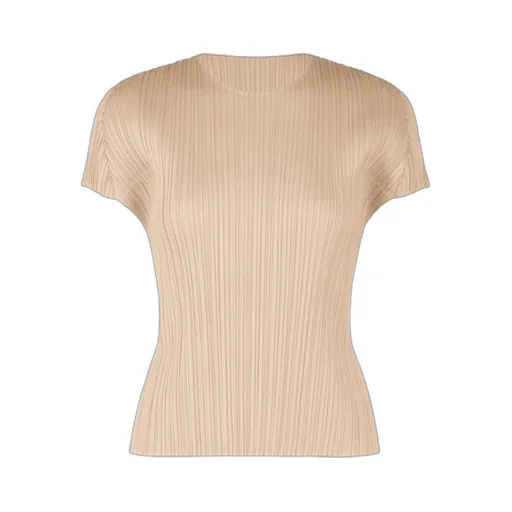 Pleats Please Issey Miyake Short Sleeve Crewneck Pleated Top