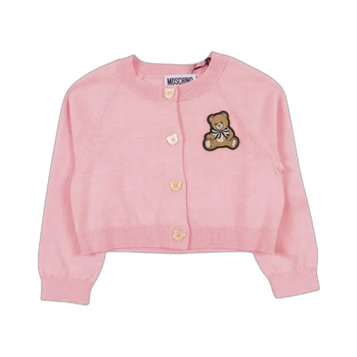 Moschino Kids Teddy Bear Patch Crewneck Cardigan