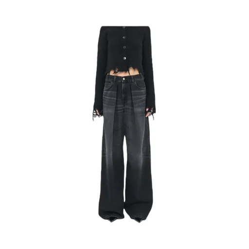 Ruffle Detail Denim Trousers